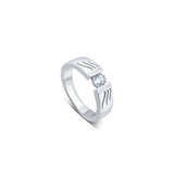 This sterling silver band features a unique wave design engraved with sparkling round zirconia, making it a stylish and versatile accessory for everyday wear. Crafted with a rhodium finish, it is a thoughtful gift option for men.