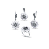 White Blossom 3 Piece Silver Set for Women