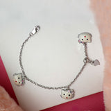 Pink Kitty Charms Sterling Silver Bracelet for Babies