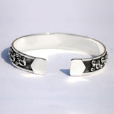 Vrishchik 925 Sterling Silver Cuff Kada for Men - Small