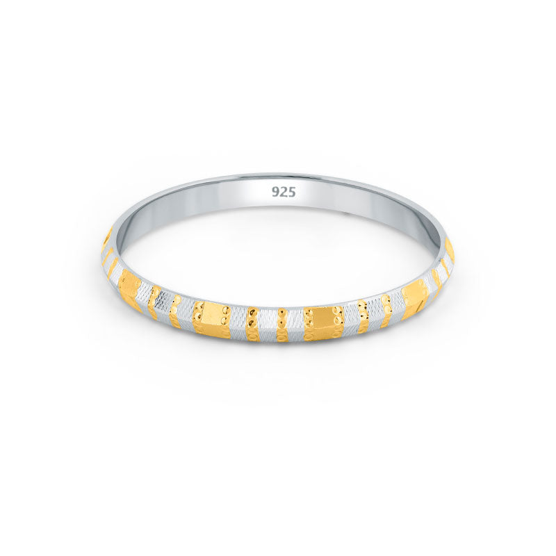 Two-tone silver and gold sikhi  kada for men