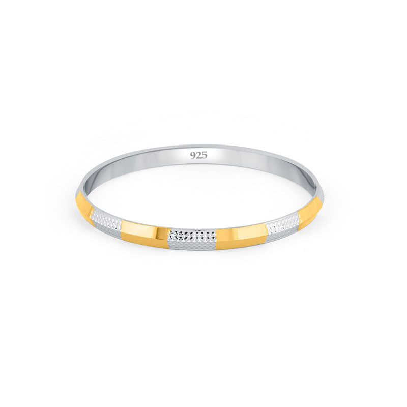 Two-tone silver and gold kada for men