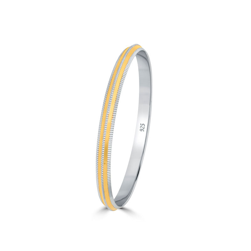 sterling Silver men kada with silver and gold finish
