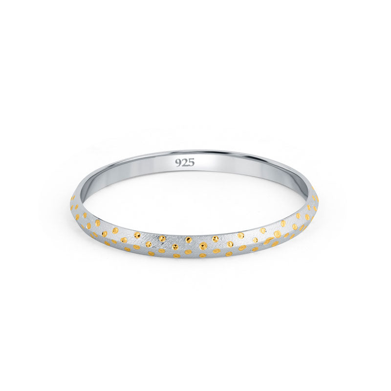 925 sterling Silver sikh kada with gold dots