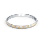 men Silver bangle with gold stripes