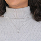Over the Moon Charm Silver Pendant Chain Set with Zirconia