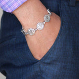 Surya Aum Oxidised Silver Bracelet for Men