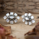 Aabha Sterling Silver White Studs - Mother of Pearl