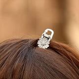 Bloom Oxidised Silver Hair Claw Clip Clutcher for Women and Girl