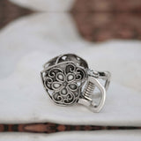Heartfelt Oxidised Silver Hair Claw Clip Clutcher for Women and Girl