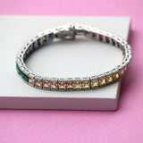 Colorful Splash Sterling Silver Tennis Bracelet for women