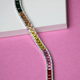 Colorful Splash Sterling Silver Tennis Bracelet for women