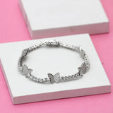 Butterfly Garden Silver Bracelet for Women with Zirconia