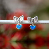 Bowy Heart Blue Opal Sterling Silver Dangler