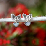 Bowy Heart White Opal Sterling Silver Dangler