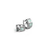 Hearty Affair white opal sterling silver hoops