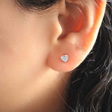 Shining Heart Rose Gold Sterling Silver Stud for Women
