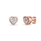 Shining Heart Rose Gold Sterling Silver Stud for Women