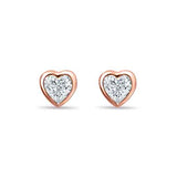 Shining Heart Rose Gold Sterling Silver Stud for Women