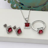 Red Treasure Box 925 Sterling Silver 3-piece set