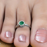 Reva Sterling Silver Toe Ring for Women - Green