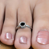 Reva Sterling Silver Toe Ring for Women - Black