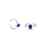 Ira Sterling Silver Toe Ring for Women with Blue Oval Zirconia