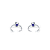 Ira Sterling Silver Toe Ring for Women with Blue Oval Zirconia