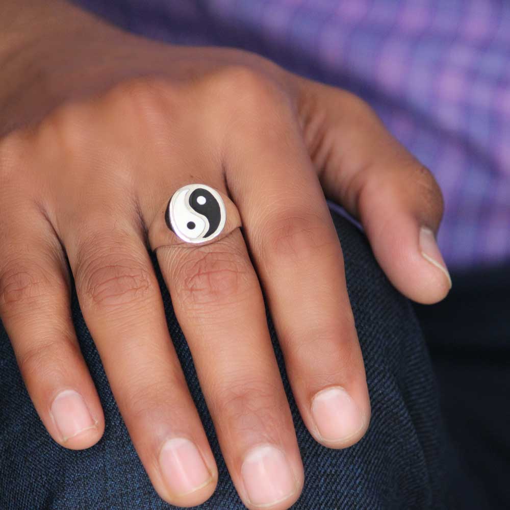 Yin-Yang Sterling Silver Ring for Men - Main Image