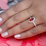 Saumya Sterling Silver Ring for Women- Red