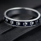 Pawdy Black Enamel Sterling Silver Thumb Band for Men