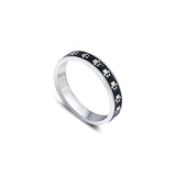 Pawdy Black Enamel Sterling Silver Thumb Band for Men