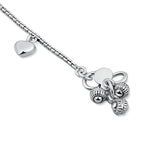 Dillagi Silver Baby Anklets with Hearts Charms