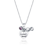 Loving Sister Silver Charm pendant and chain set