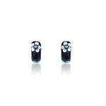 92.5 sterling silver hoops/baali with enamel and printed flowers finished in silver and hinged back closure