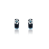 92.5 sterling silver hoops/baali with enamel and printed flowers finished in silver and hinged back closure