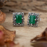 Rectangular Frilly Girls Studs - Green
