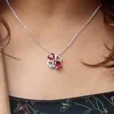 Heart to Heart Necklace with Red Zirconia