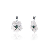 Sadabahar Dangler Silver Earrings with Emerald