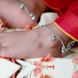 Dillagi Silver Baby Anklets with Hearts Charms