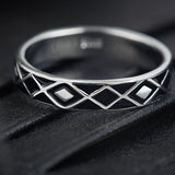Black Eternity Thumb ring in sterling silver with Black Enamel