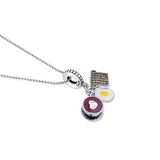 Hearty Omelette and toast Silver Charm pendant and chain set