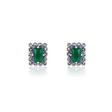 Rectangular Frilly Girls Studs - Green