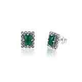 Rectangular Frilly Girls Studs - Green