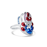 Dancing Peacock Sterling Silver Ring for Women with enamel and zirconia