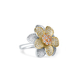 Flower Shower Sterling Silver 3- tone cocktal Ring for Women