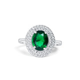 Green Aura Silver Ring for Women