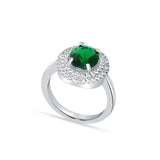 Green Aura Silver Ring for Women