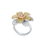 Flower Shower Sterling Silver 3- tone cocktal Ring for Women