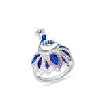 Neelkanthi Sterling Silver Ring for Women with blue enamel